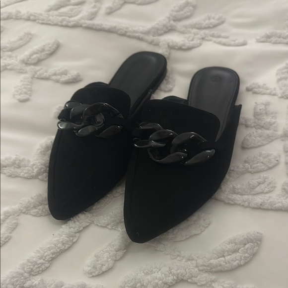 Elegant Black Chain Detail Women's Mules - Picture 1 of 3